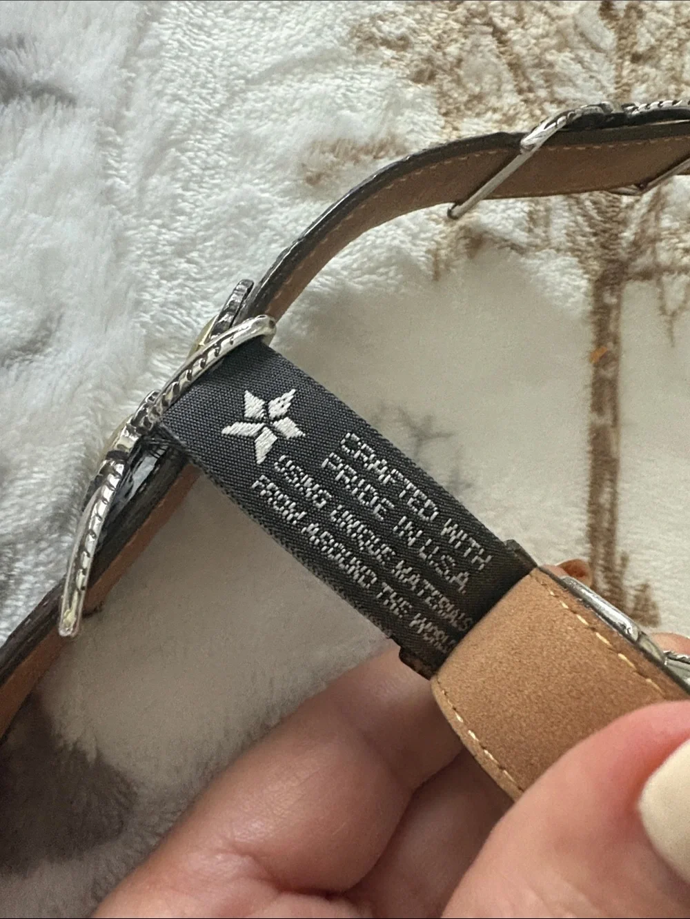 Brighton Brown western reptile Leather Women's Concho Belt Silver & Gold  32 ML
